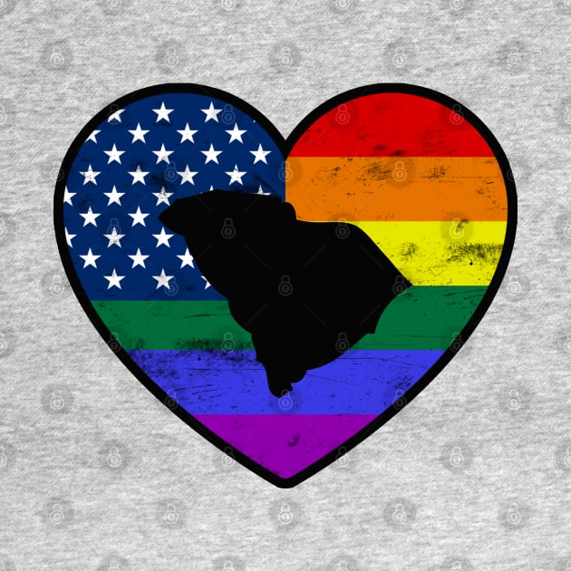 South Carolina United States Gay Pride Flag Heart by TextTees